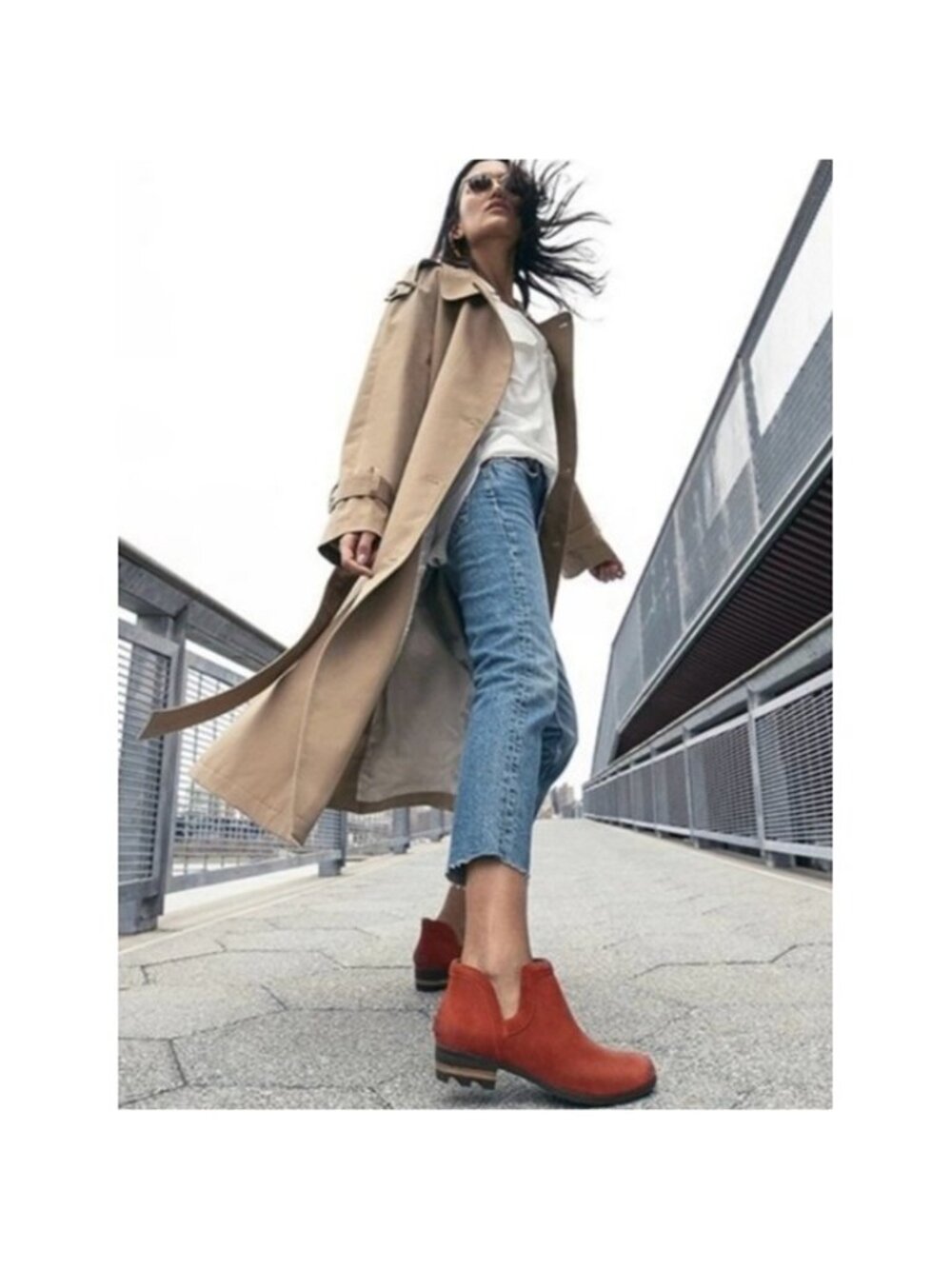 Sorel Lola Suede Cut-Out Ankle Boots in Rust size 10